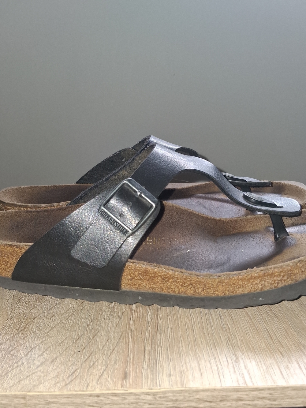 Birkenstock Black Gizeh Leather Thong Sandal